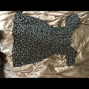 Pink Rose, small summer dress, black with yellow and blue flowers